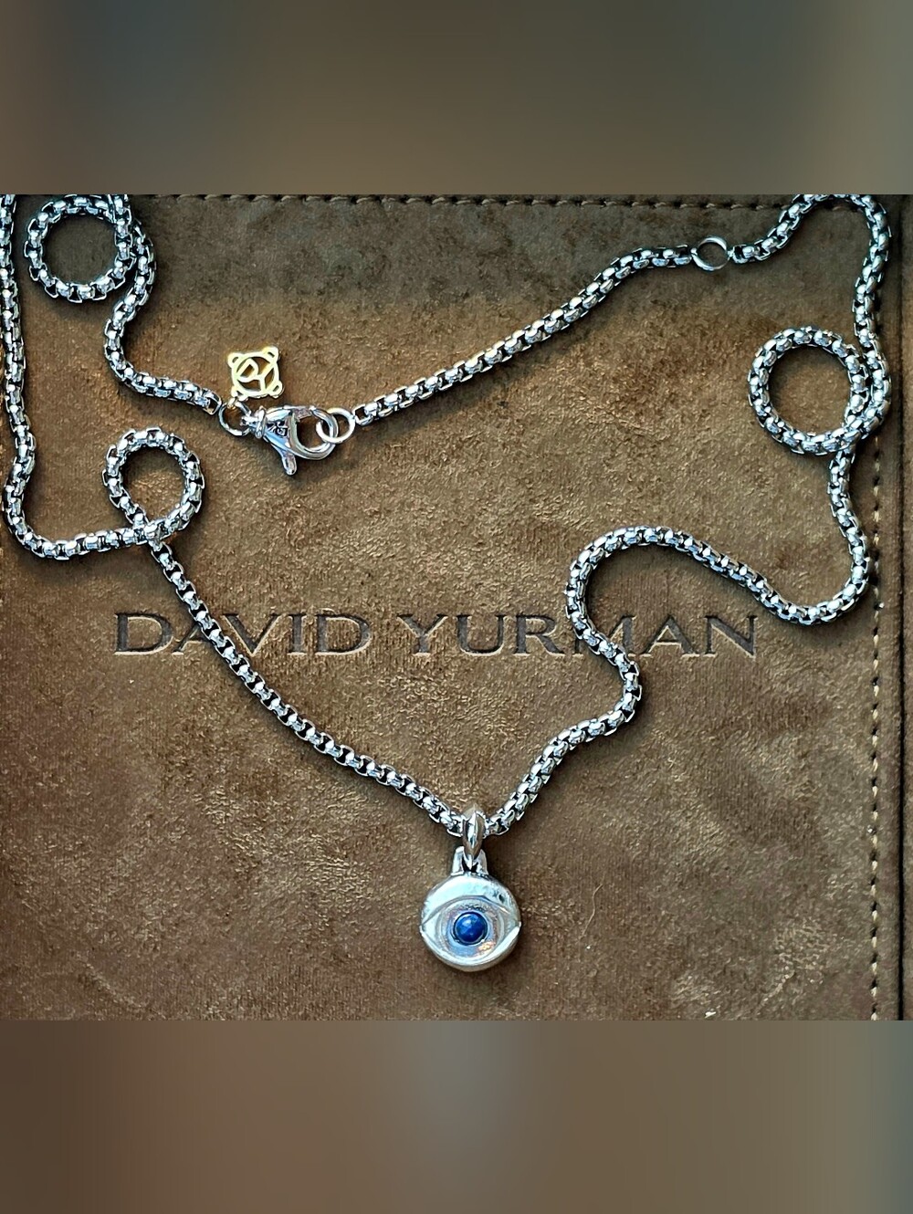 David Yurman Silver Necklace with The Evil Eye Amulet